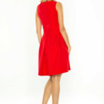 Dámské společenské šaty bez rukávů široká sukně s kapsami červené – Červená – Numoco