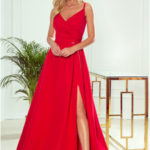 CHIARA – Elegantní červené dámské maxi šaty na ramínkách 299-1