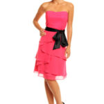 Společenské šaty korzetové značkové MAYAADI s mašlí a sukní s volány růžové – Růžová – MAYAADI