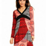 Dámské letní šaty DESIRE bavlněné barevné losos červená černá – Barevná / S/M – Best Emilie Fashion