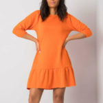 RUE PARIS Oranžové šaty s volánkem