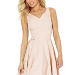 Společenské šaty luxusní s kolovou sukní středně dlouhé světle růžová – Růžová / XL – Numoco