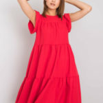 RUE PARIS Červené volné šaty s volánkem