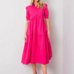 RUE PARIS Růžové dámské šaty s volánkem