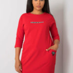 Červené bavlněné plus size šaty