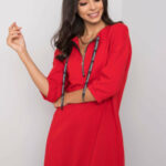 Červené bavlněné šaty na zip