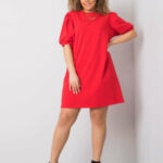Červené plus size šaty z bavlny