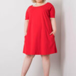 Červené volné plus size šaty